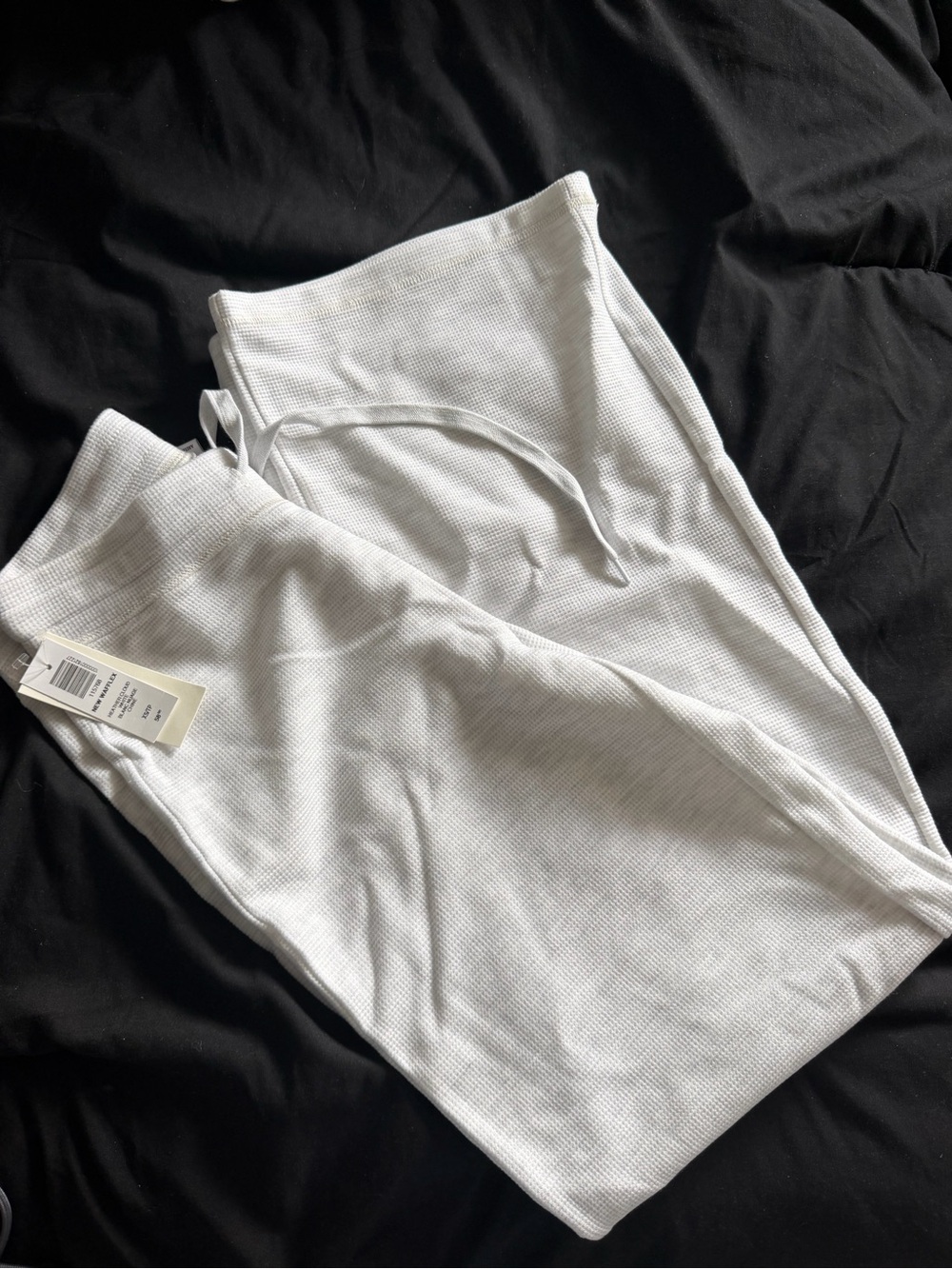 Aritzia White Waffle-Knit Lounge Sweatpants